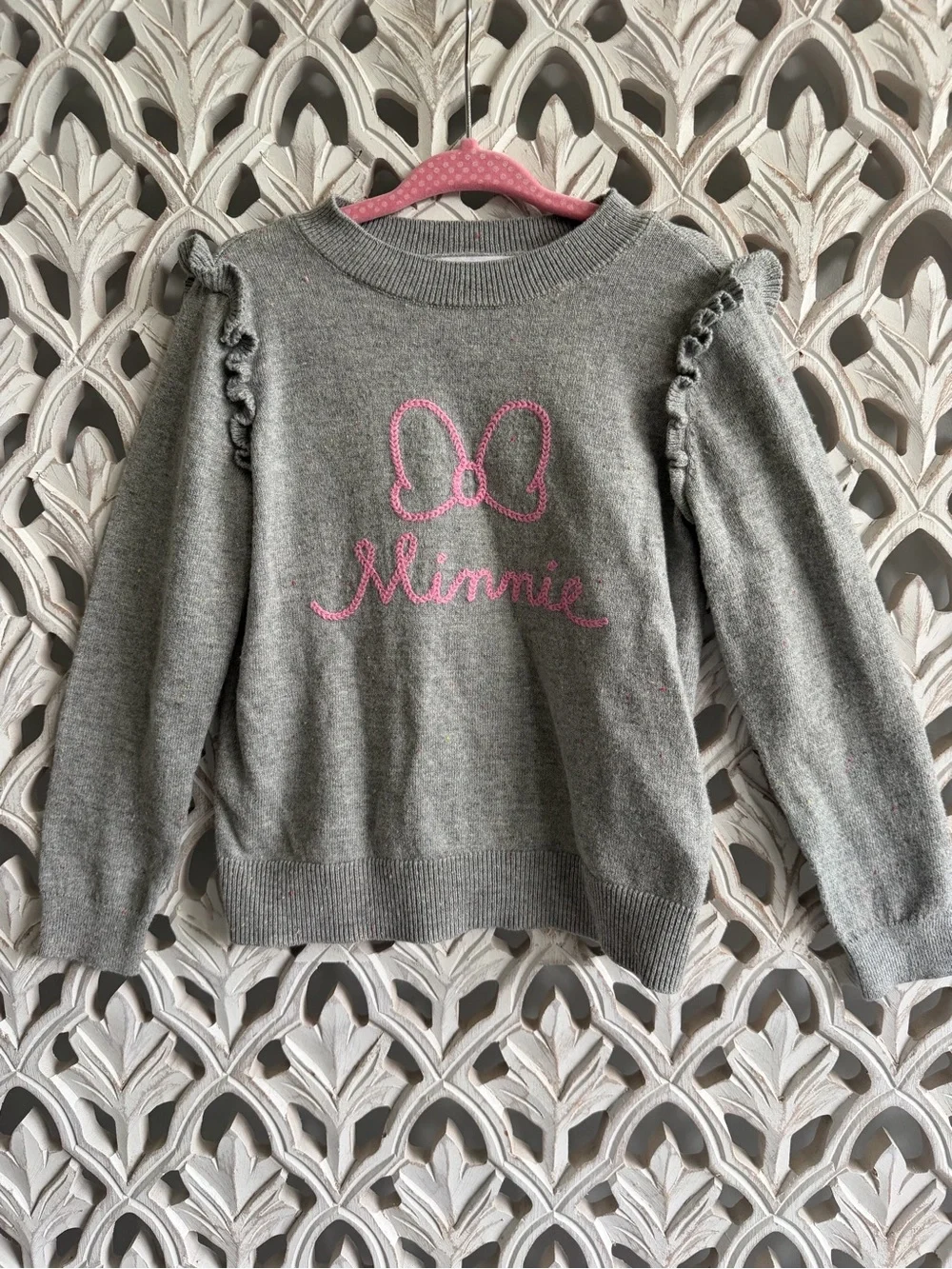 GAP Disney Sweater with Pink Minnie Embroidery, girls size 5